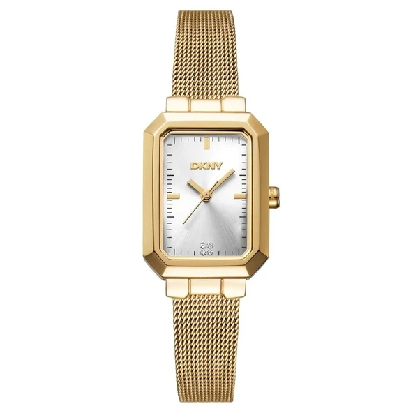 DKNY DK1L076M0135 ALTIN KAPLAMA HASIR KORDON DİKDÖRTGEN KADIN KOL SAATİ ürün görseli 1