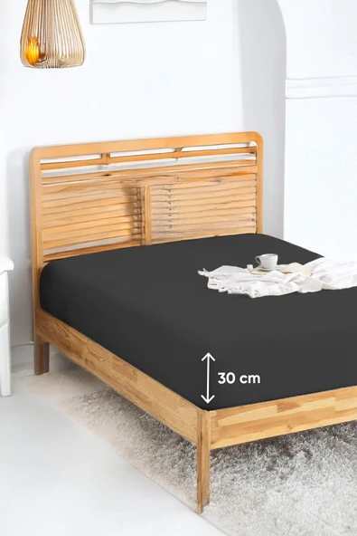 Upstyle Penye Lastikli Çarşaf Pamuklu Jersey Tek Kişilik 100x200cm Antrasit ürün görseli 1