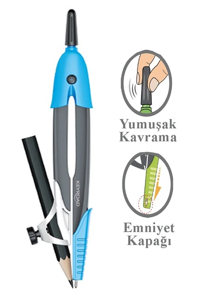 Renkli Kalemli Pergel 1 Adet Keyroad Compass Armet Plastik Pergel Matematik Teknik Çizim Pergeli ürün görseli 1