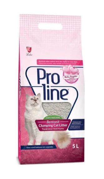 Proline Bebek Topaklaşan İnce Bentonit Pudralı Kedi Kumu 5 Lt x 4 Adet ürün görseli 1