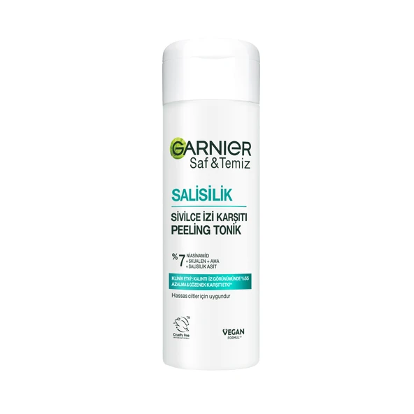 Garnier Saf & Temiz Salisilik Sivilce İzi Karşıtı Gözenek Sıkılaştırıcı Peeling Tonik //  Salisilik & Niasinamid & Skualen & AHA 120 ml ürün görseli 1