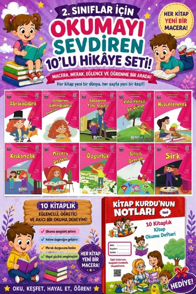 2.Sınıflar İçin Okumayı Sevdiren 10 lu Hikaye Seti 7 (Kitap Okuma Defteri Hediyeli) ürün görseli 1
