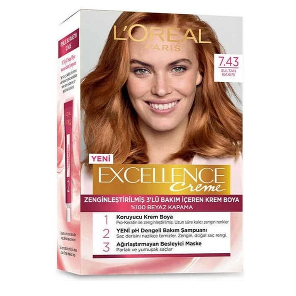 LOREAL EXCELLENCE KİT SAÇ BOYASI- 7.43 Sultan Bakırı ürün görseli 1