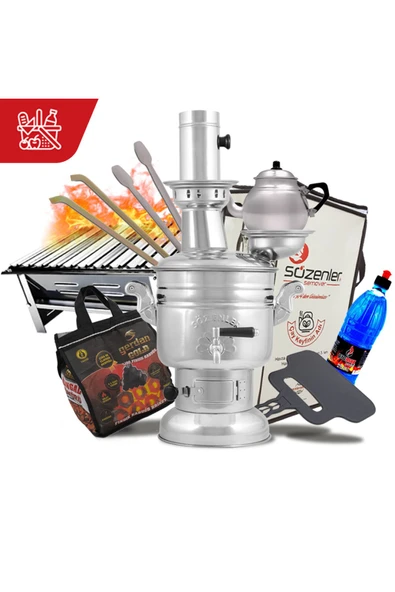 Sözenler Piknik Seti - Katlanabilir Mangal - Semaver - Demlik - Semaver ve Mangal Kömürü - Et ve Kömür Maşası ürün görseli 1