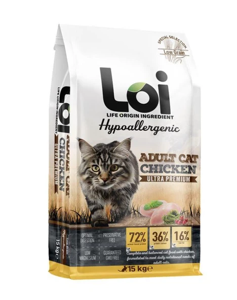 LOİ TAVUKLU YETİŞKİN KEDİ MAMASI 15 KG ürün görseli 1