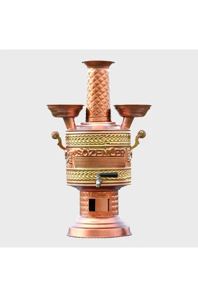 5 Lt Kabartmalı Bakır Semaver ürün görseli 1