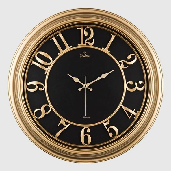 Galaxy Premium Eskitme Kabartma Kadranlı 50 cm Duvar Saati Gold-Siyah ürün görseli 1