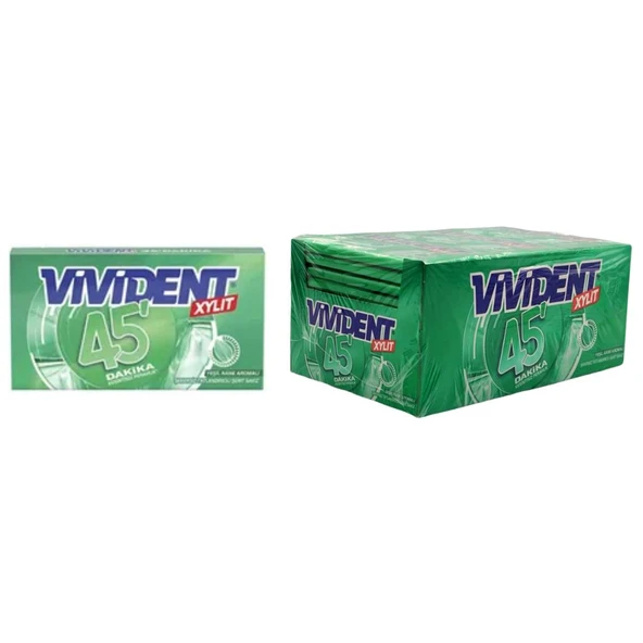 Vivident XYLIT 45 Dakika Yeşil Nane Aromalı Şekersiz Sakız 26 g x 18 Adet ürün görseli 1