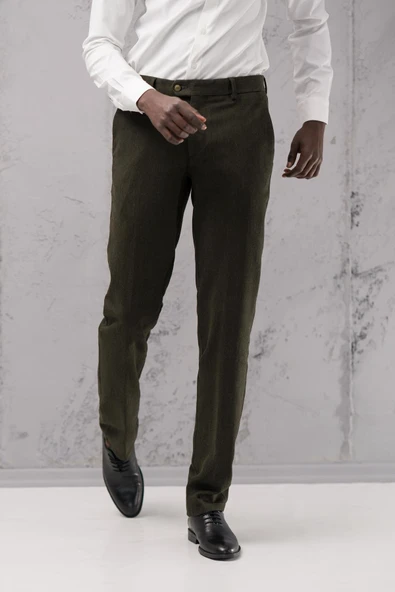 Ecer Regular Fit Düz Kalın Kışlık Gabardin Yan Cepli Pantolon ürün görseli 1