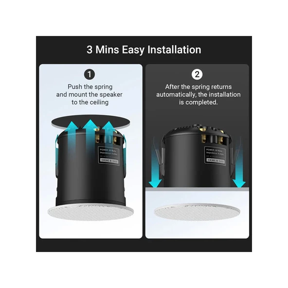 Arylic CK30C 3" 60W Coaxial HD In-ceiling Speaker - Resim 8