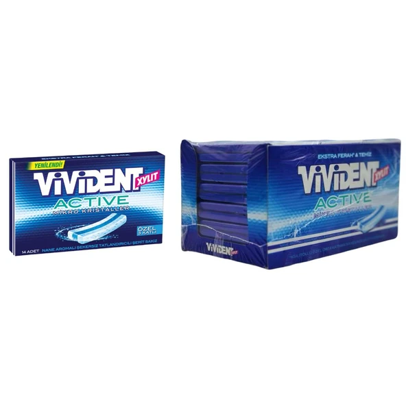 Vivident Active Ekstra Ferah & Temiz Nane Aromalı Şekersiz Sakız 33 g x 18 Adet ürün görseli 1