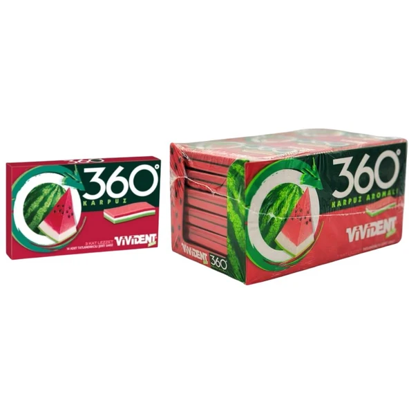 Vivident 360 Karpuz Aromalı Şekersiz Sakız 33 g x 18 Adet ürün görseli 1