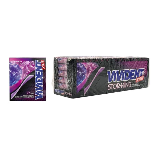 Vivident Storming Ahududu Aromalı Şekersiz Sakız 33 g x 18 Adet ürün görseli 1