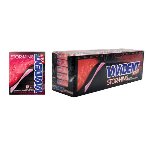 Vivident Storming Çilek Aromalı Şekersiz Sakız 33 g x 18 Adet ürün görseli 1