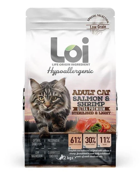 LOİ SOMON VE KARİDESLİ KISIRLAŞTIRILMIŞ KEDİ MAMASI 2 KG ürün görseli 1