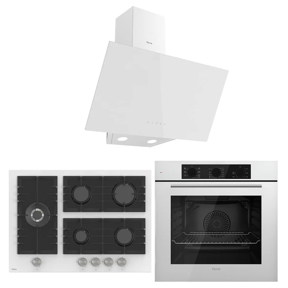 Ferre Flowart BL Modüler Seriisi 3'lü Beyaz Ankastre Set ( QBL62CB-BL136-D078 ) ürün görseli 1