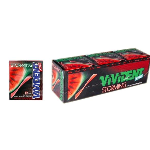 Vivident Storming Karpuz Aromalı Şekersiz Sakız 33 g x 18 Adet ürün görseli 1