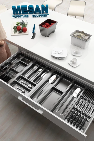 Çekmece Içi Kaşıklık Ve Bıçaklık Düzenleyici  Antresit, 114x48 Yandan Ve Boydan 4Cm Kesilebilir ürün görseli 1