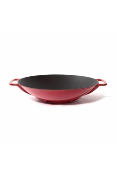 Sürel Wok Tava 35 Cm Kırmızı Demir Döküm ürün görseli 1
