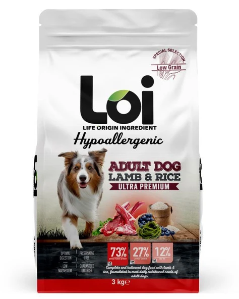 LOİ MEDIUM ADULT KUZU ETLİ KÖPEK MAMASI 3 KG ürün görseli 1