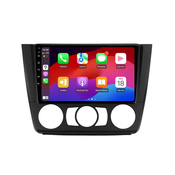 BMW E87 Araç Multimedya Android Ekran Carplay Double Teyp 2+32 9" 07-11 Analog Black BLUEWAY - Resim 2