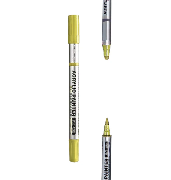 Çift Taraflı Akrilik Marker Kalemi - 1 Adet- Sarı ürün görseli 1