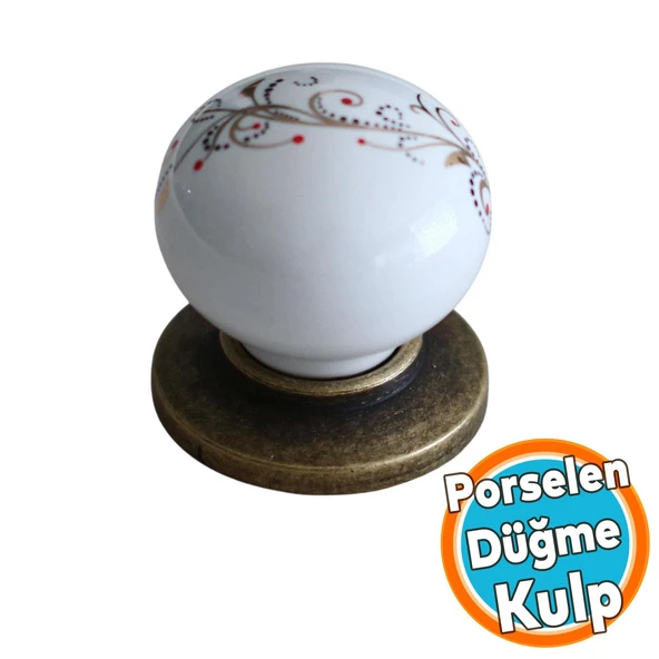 Porselen Kulp Çiçekli Düğme Mobilya Mutfak Dolabı Çekmece Dolap Kulpları Kapak Kulpu Kulbu ürün görseli 1