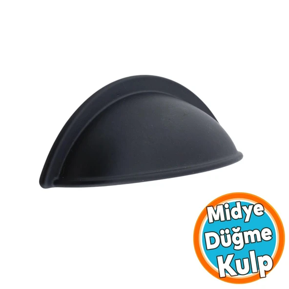 Mobilya Mutfak Dolabı Çekmece Dolap Kulpları Kulpu Kulb Midye Çanak Tas 64 mm Düğme Siyah ürün görseli 1