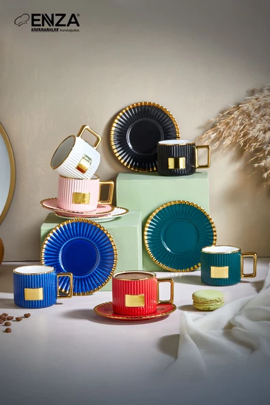 Colorful 6 Kişilik Porselen Fincan Takımı ürün görseli 1