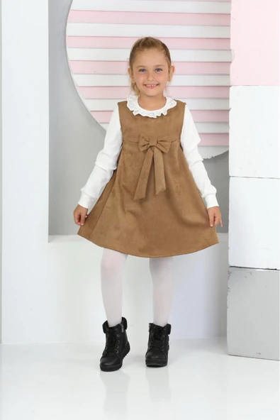 Kız Çocuk Süet Kumaş 2'li Elbise (Elbise+Bady Bluz)12177 ürün görseli 1
