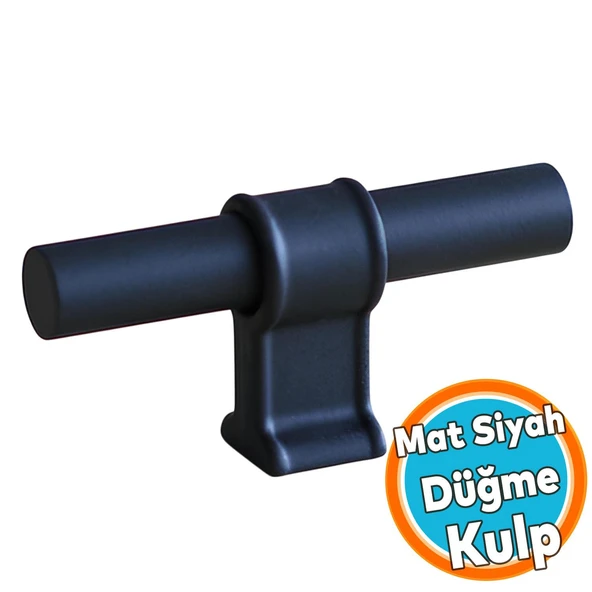 Metal Düğme Tek Vidalı Çekmece Mutfak Mobilya Dolabı Dolap Kulpu Kulbu Kulpları Mat Siyah ürün görseli 1