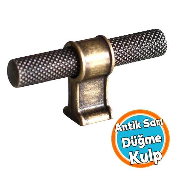 Metal Düğme Tek Vidalı Mobilya Mutfak Çekmece Dolap Kulpu Kulbu Kulpları Eskitme Antik Sarı ürün görseli 1