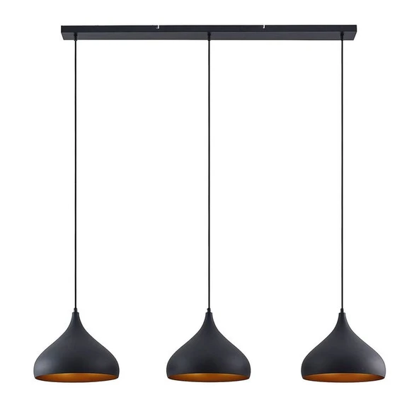 Rsylight Retro Dekoratif Metal Masa Üstü  3 Lü Siyah Rustik Dekoratif Sarkıt Avize 100 cm ürün görseli 1