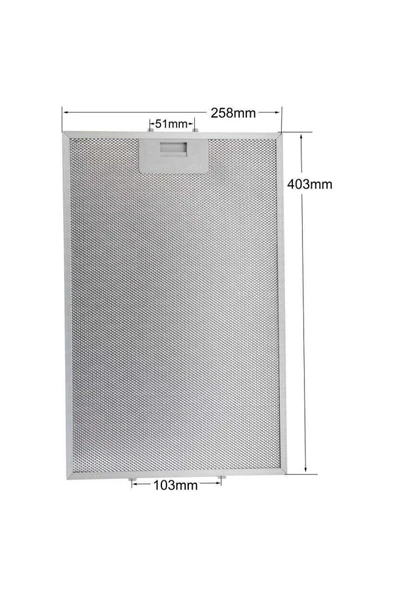 Alanya Yedek Parça Davlumbaz Aspiratör Filtresi 401x258 mm - Teka DG2 Isla E15 Uyumlu Yağ Filtresi  81485031 ürün görseli 1