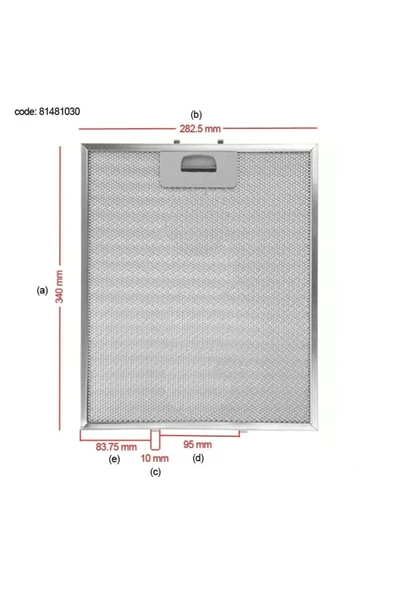 Alanya Yedek Parça 81481030 TEKA Davlumbaz Aspiratör Filtresi 340x282mm DY90, DP90, DH90 B2 ürün görseli 1