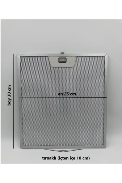 Alanya Yedek Parça 25x30 Cm Tırnaklı Arçelik Ankastre Aspiratör Davlumbaz Alüminyum Yağ Filtresi ürün görseli 1