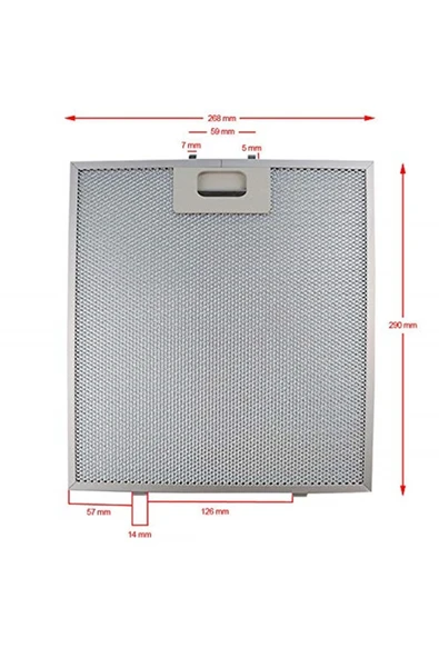Alanya Yedek Parça 298x175mm Vinola Davlumbaz Filtresi 29.8x17.5cm, Arka Kelepçeler 12.5cm ürün görseli 1