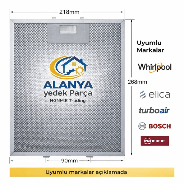 2 ADET Davlumbaz Filtresi 268x218 mm 00449421, 00704113 22x27 CM Aspiratör Süzgeç Kaset Filtre Teli ürün görseli 1