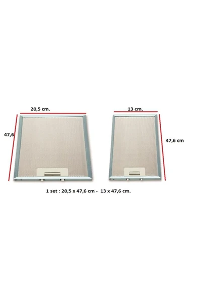 Alanya Yedek Parça Aspiratör Davlumbaz Filtre Seti 205 X 476 mm ve 130X476 ürün görseli 1