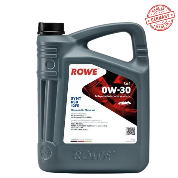 ROWE HIGHTEC SYNT RSB 12FE SAE 0W-30 MOTOR YAĞI 5 LİTRE ürün görseli 1