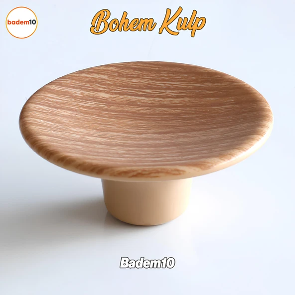 Bohem Plastik İç Bükey Kulp Açık Ceviz Renk Mobilya Mutfak Dolap Dolabı Çekmece Kulpu Kulbu Tek Vida ürün görseli 1