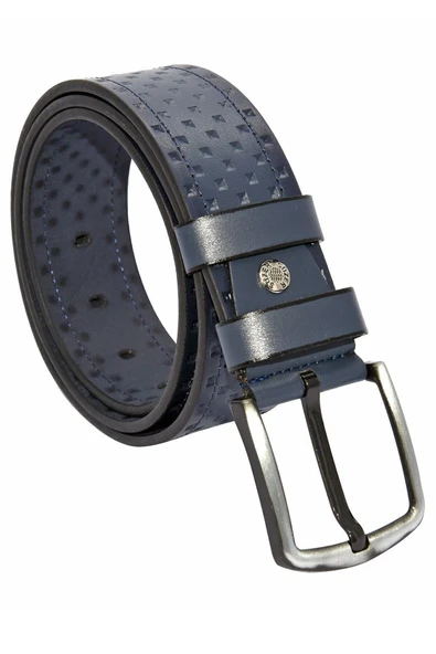 * 4.5 Cm. Spor Suni Deri Desenli Model Kemer Lacivert ürün görseli 1