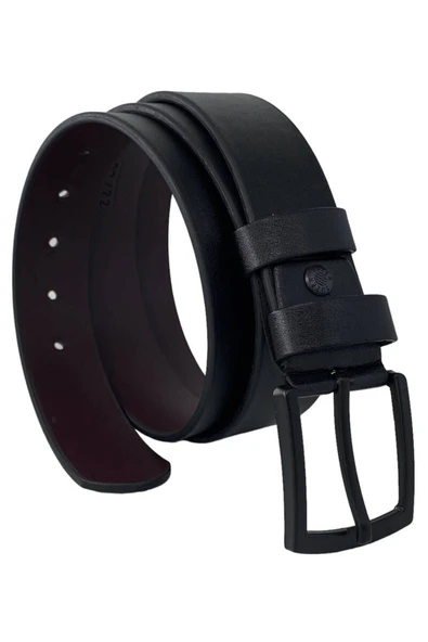 Siyah Suni Deri Dikişli Model 4 Cm.lik Spor Kemer - 7000-düz ürün görseli 1