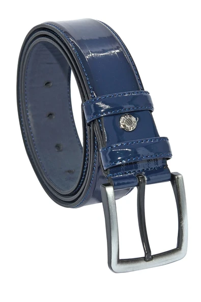 Lacivert Rugan Suni Deri Dikişli 4 Cm.lik Klasik Kemer - 7400-95 ürün görseli 1
