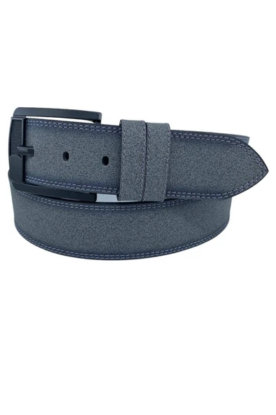 4.5 cm. Spor Suni Deri Çift Dikişli Model Erkek Kemer Gri ürün görseli 1