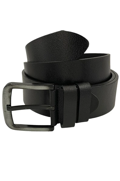 Siyah Hakiki Deri Düz Renk 4.5 Cm.lik Spor Kemer- Tek Katmanlı Manda Derisi - 500-düz-22y ürün görseli 1
