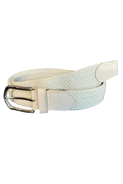 Beyaz Elastik Esnek Unisex Örgü Kemer - 8500-19 ürün görseli 1