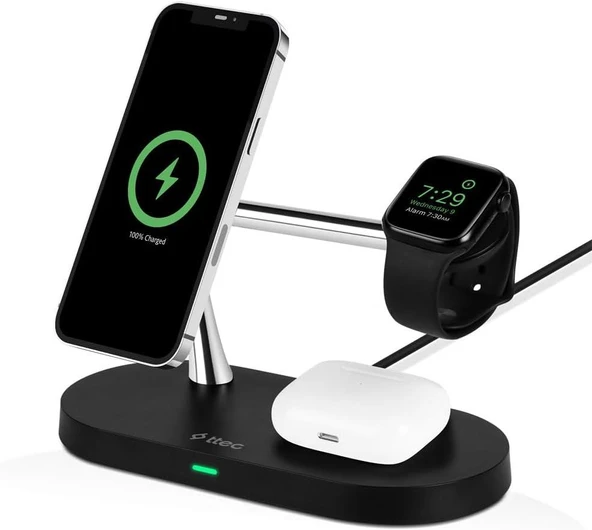 Ttec 2KS26S AirCharger Quattro M Siyah 4in1 MagSafe Kablosuz Şarj Aleti Teşhir ürün görseli 1
