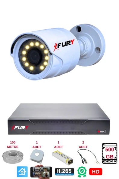 FURY 1 Li Gece Renkli Görüş Güvenlik Kamerası Full Hd-Su Geçirmez Güvenlik Kamerası Seti 500GB ürün görseli 1