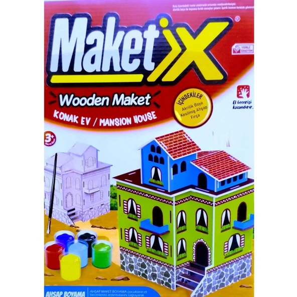 VIP MAKET BOYANABİLİR AHŞAP KONAK 6 RENK AKRİLİK BOYA AHŞAP EĞİTİCİ OYUNCAK AHŞAP BOYAMA AHŞAP KONAK ürün görseli 1